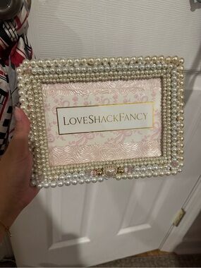 LoveShackFancy handmade Pearl Beaded Photo Frame - Ivory